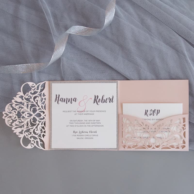 Luxurious Gold Floral Laser Cut Wedding Invitation
