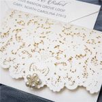 White Heart Diamond Drop Laser Cut Wedding Invitation