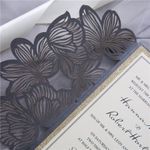 White Laser Cut Wrap with Ribbon Wedding Invitation
