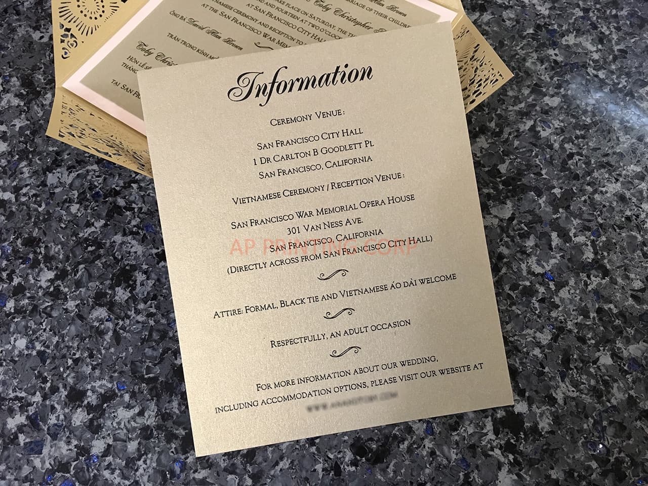 Blush Semicircle Floral Laser Cut Wedding Invitation