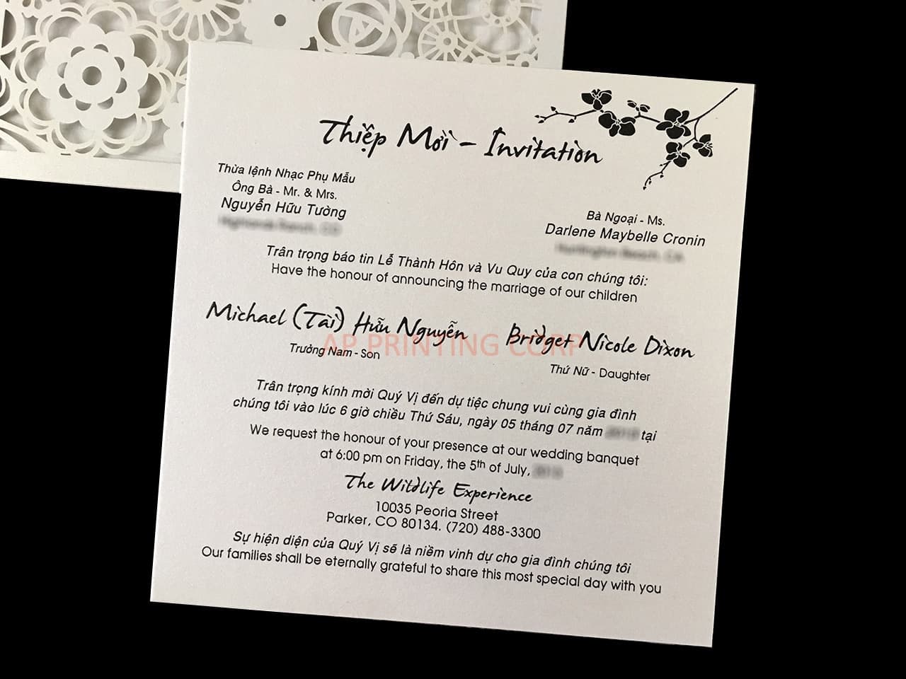 Burgundy Lace Tri-Fold Laser Cut Pocket Wedding Invitation
