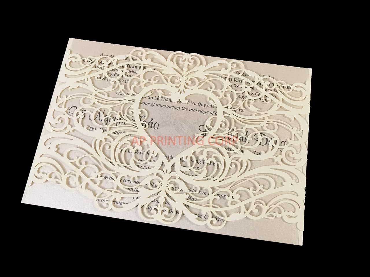 CL-WRAP-66 M-M Midnight Variety of Flowers Laser Cut Wedding Invitation