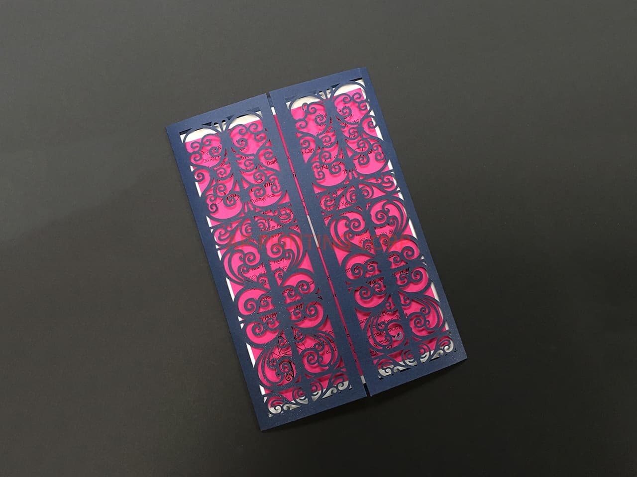 CL-WRAP-66 M-N White Brush Leaves Wrap Laser Cut Wedding Invitation