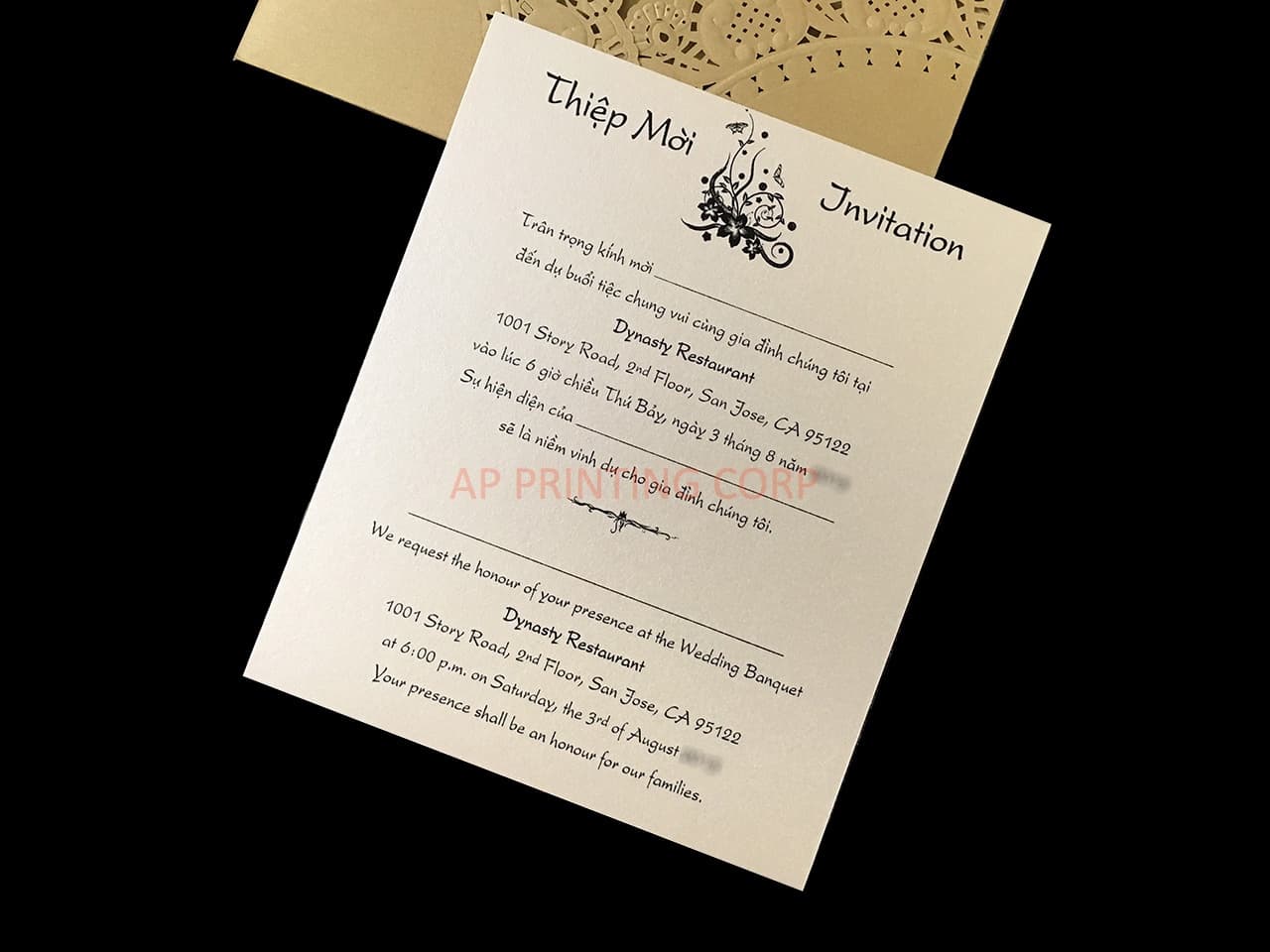 Flower Square Laser Cut Wedding Invitation