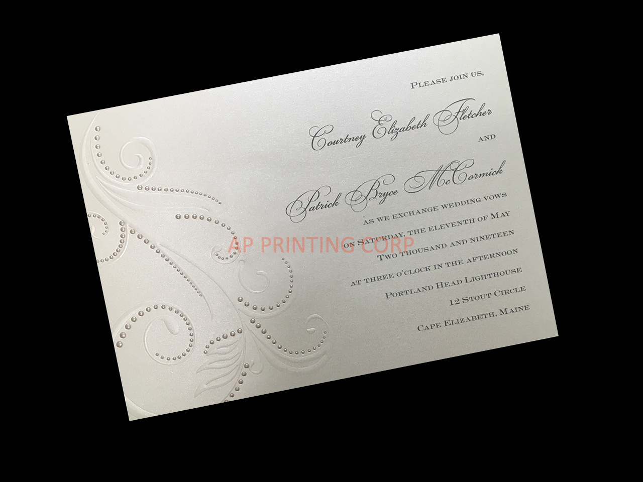 Beaded Flourish [CC-41] Fancy Luxury Wedding Invitation