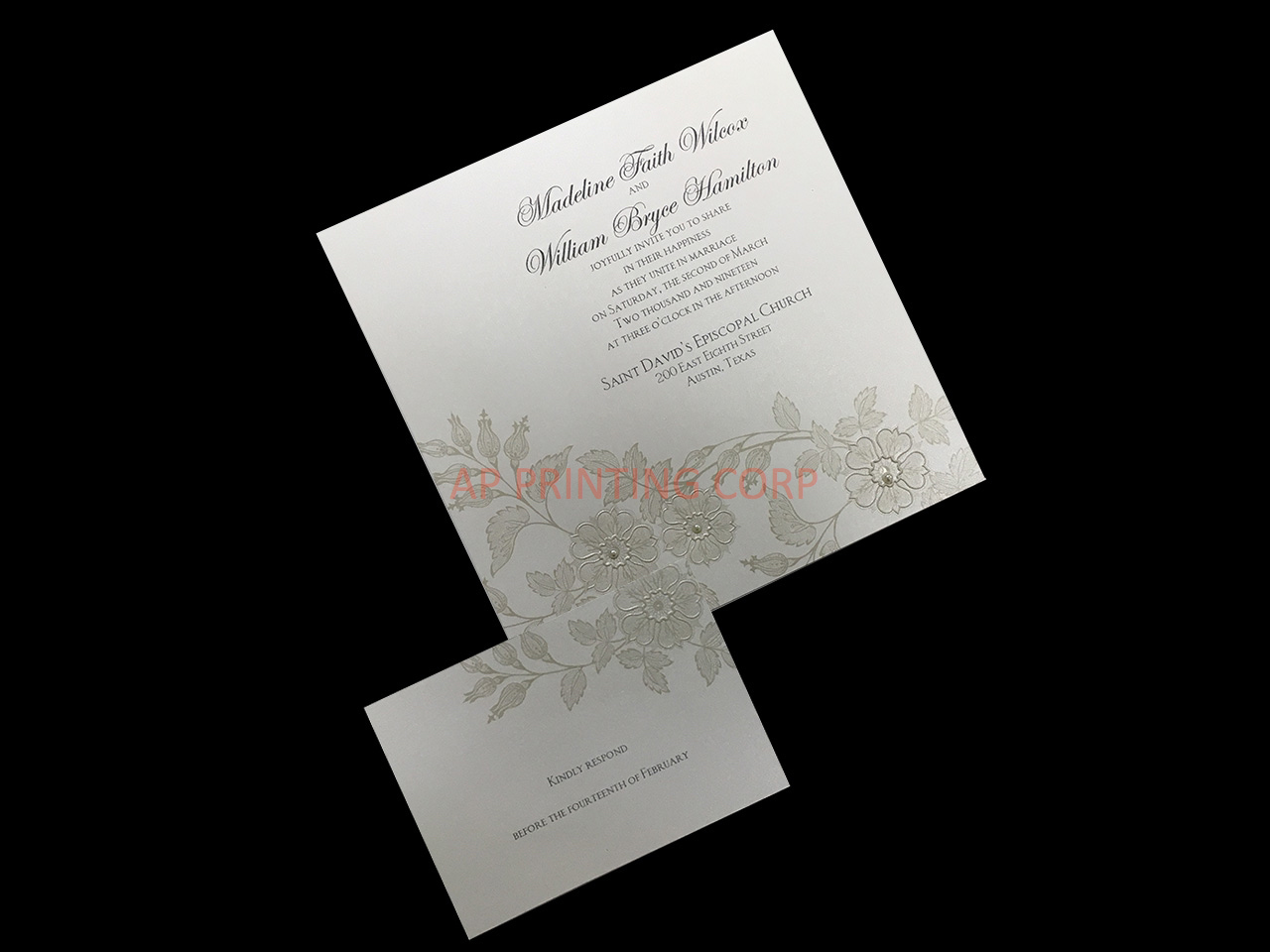 Flowers on Shimmer [CC-41] Fancy Luxury Wedding Invitation