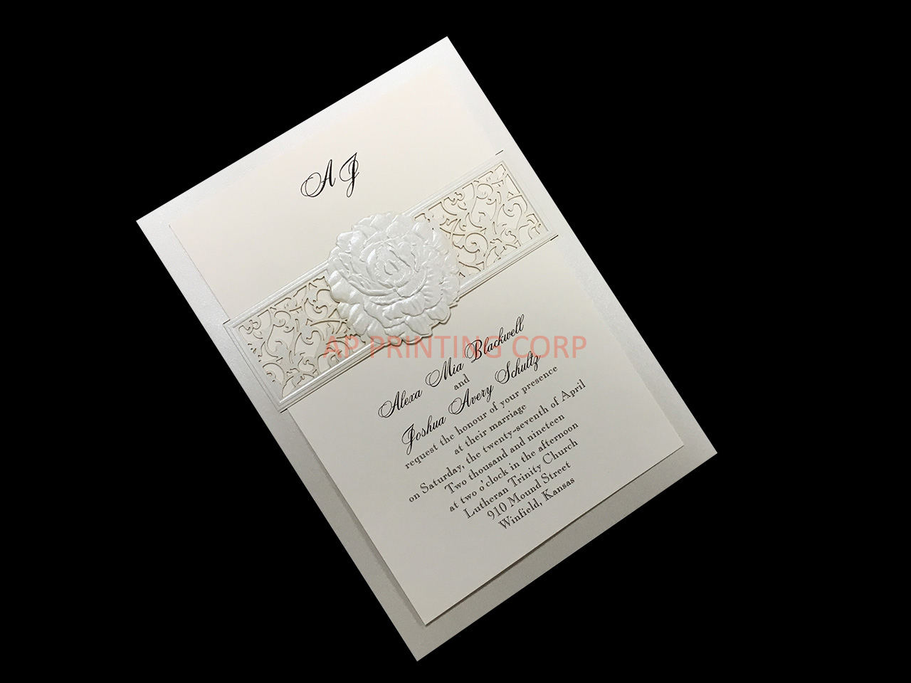 Rose Embrace [CC-80] Fancy Luxury Wedding Invitation