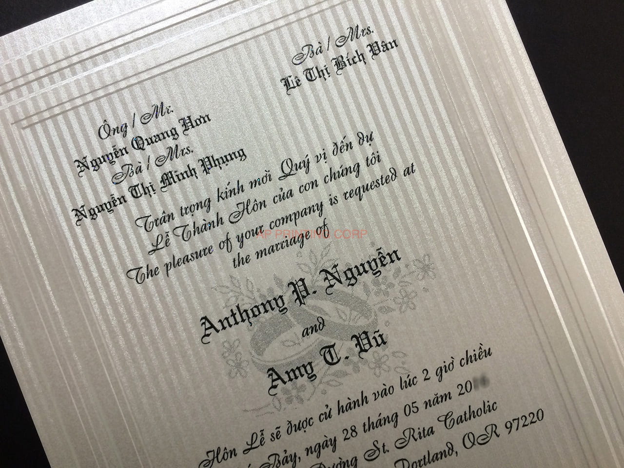 K8107 [I-12] Vietnamese & English Wedding Invitation