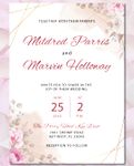 Inspirational Pink Flowers Simple Flat 5x7 Wedding Invitation