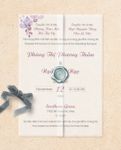Purple Text and Leaves Vellum Wrapped Vietnamese & English Wedding Invitation