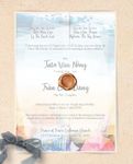 Summer Umbrellas Vellum Wrapped Vietnamese & English Wedding Invitation