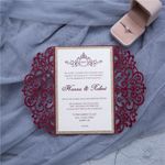 Glittery Rose Tri-Fold Laser Cut Pocket Wedding Invitation