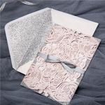 Gold Heart on Fairy Vine Laser Cut Wedding Invitation