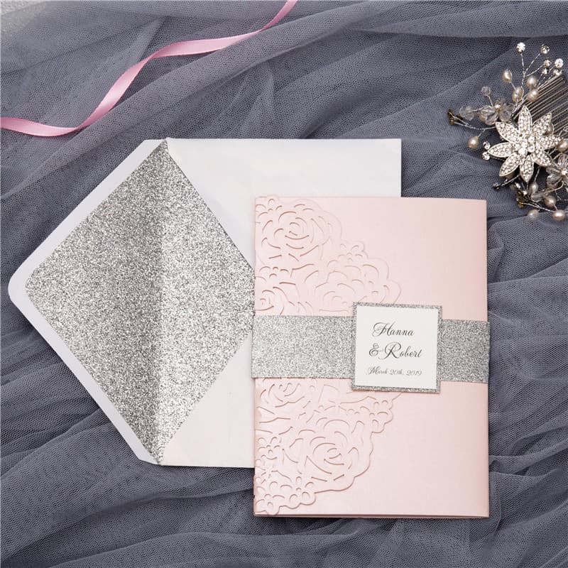 Gorgeous Lace Foil Laser Cut Wedding Invitation