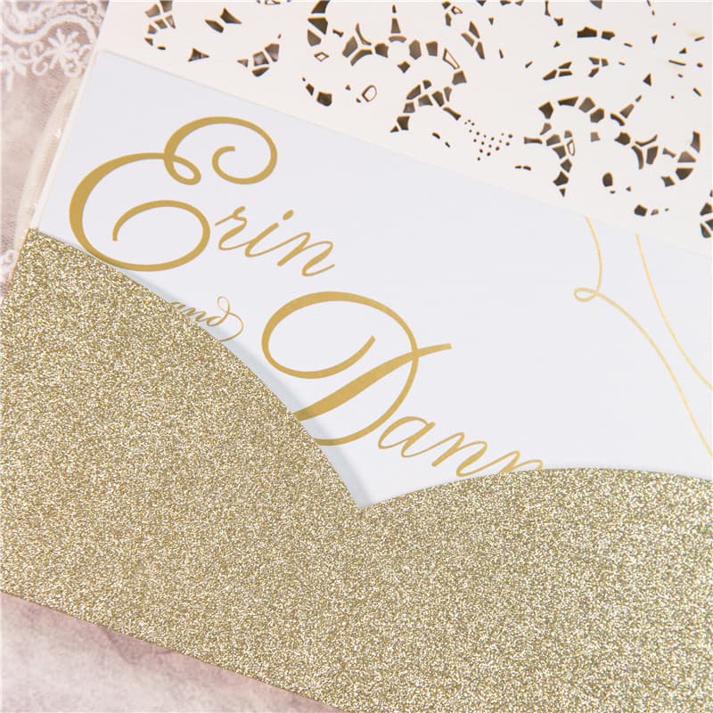 Ivory Lace Vine Laser Cut Wedding Invitation