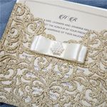 Navy Blue Gate Laser Cut Wedding Invitation