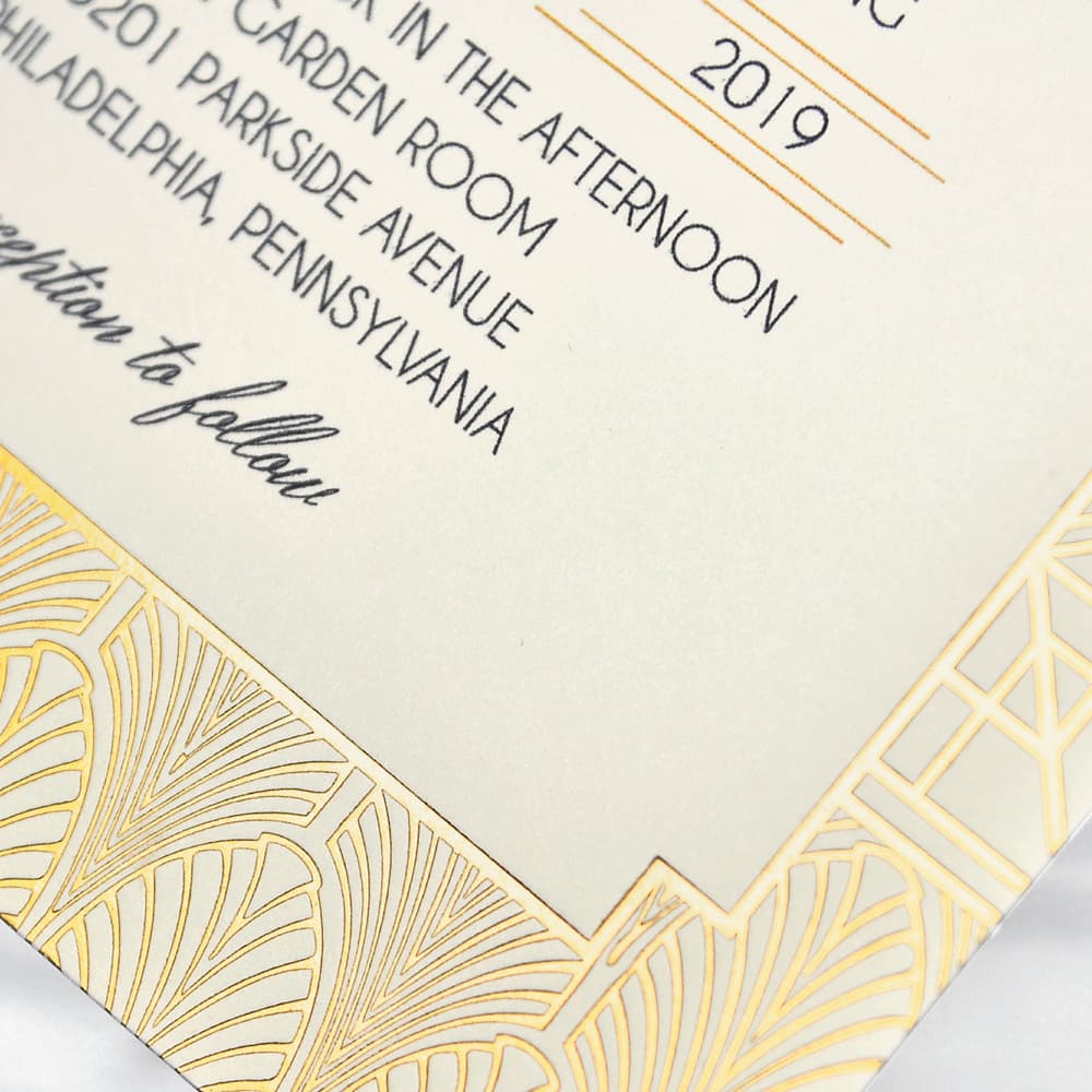 Golden Carvings Foil Fancy Luxury Wedding Invitation