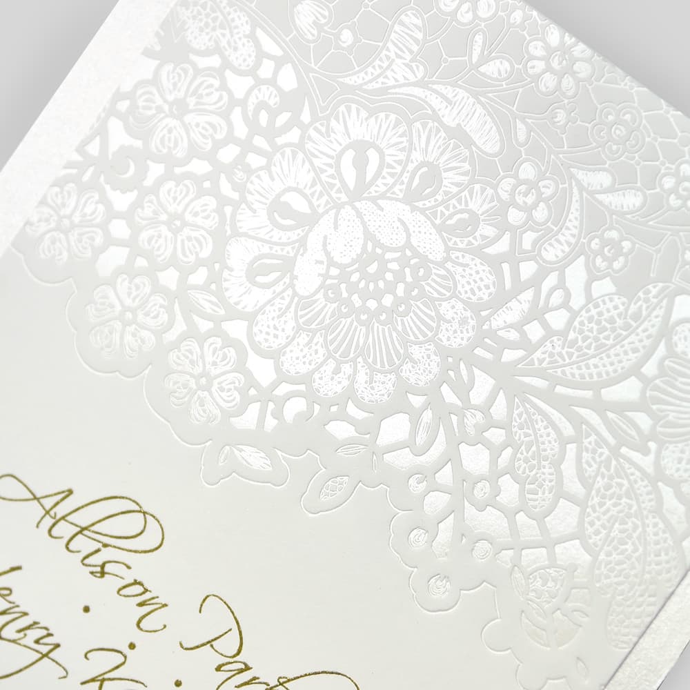 Mechlin Lace Fancy Luxury Wedding Invitation