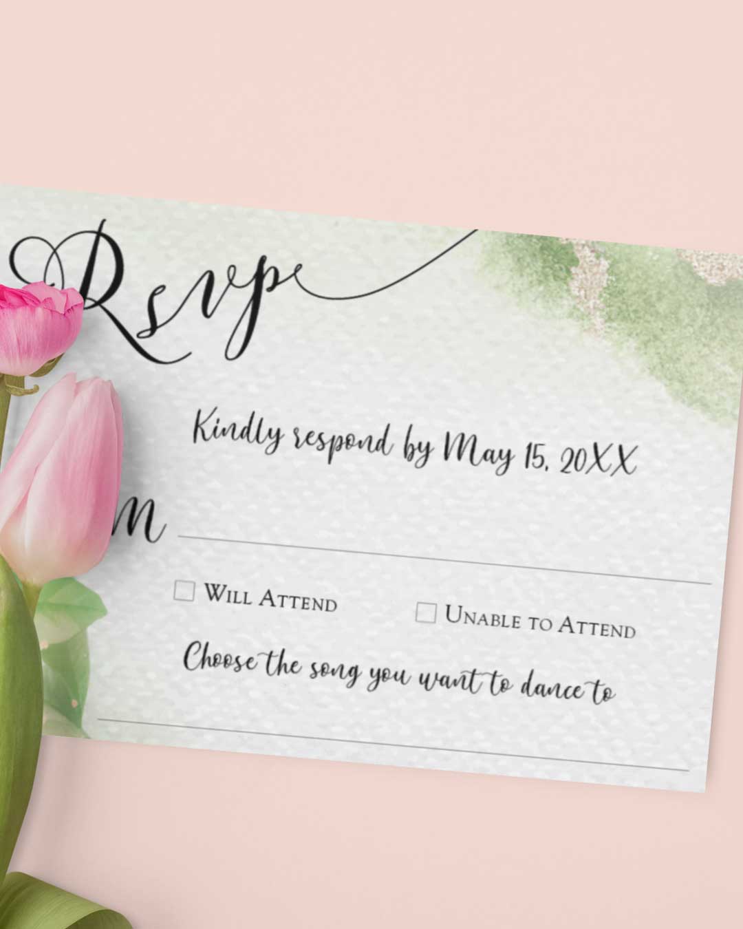 Faint Green Ombre Simple Flat 5x7 Wedding Invitation