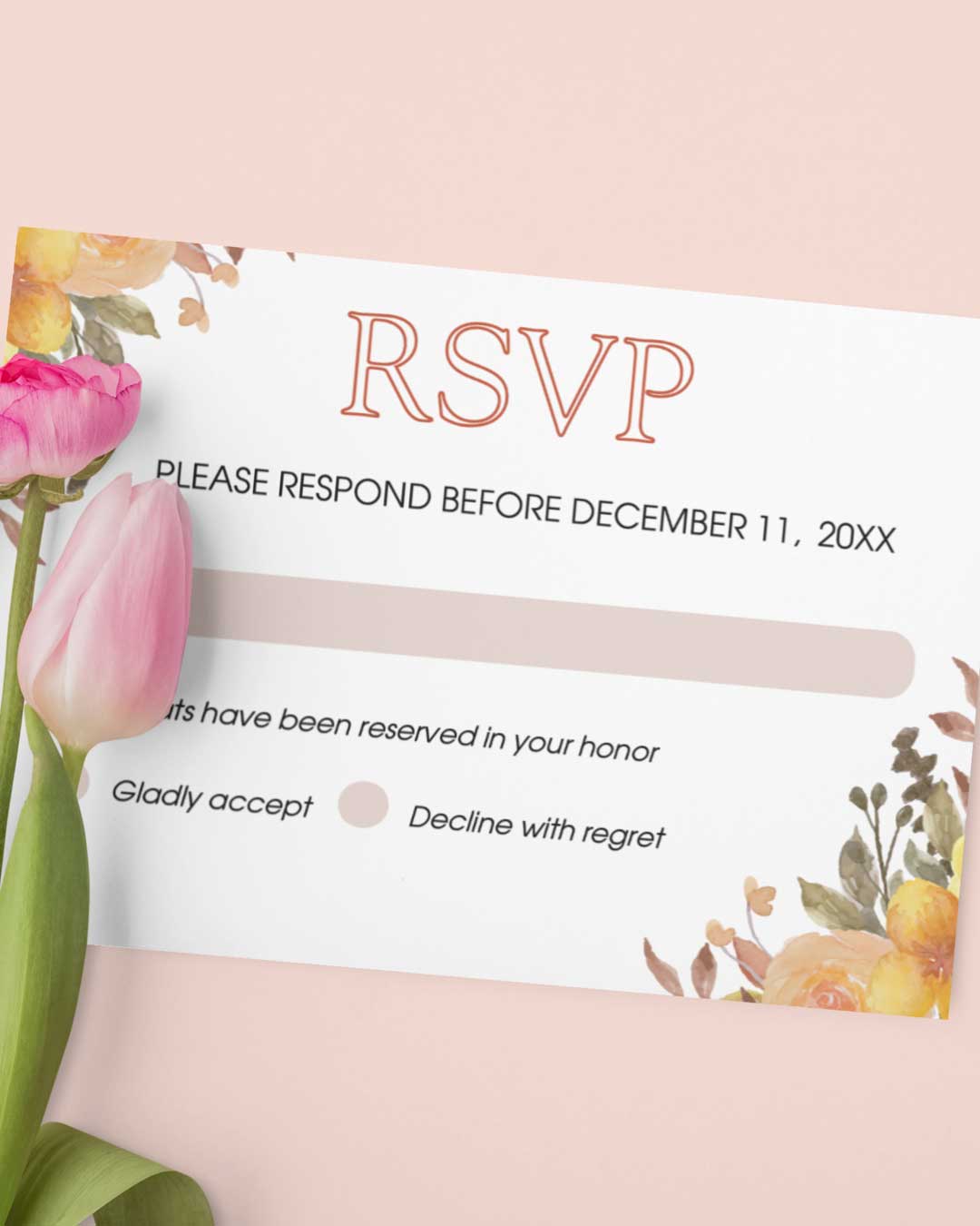 Showy Spring Flowers Simple Flat 5x7 Wedding Invitation