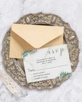 Green Tropical Leaves Simple Flat 5x7 Wedding Invitation