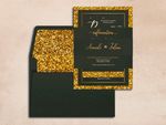 Classic Black White Gold Spanish & English Elegant Wedding Invitation