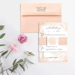 Coral Peach Strokes Spanish & English Elegant Wedding Invitation