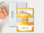 Golden Brush Strokes Spanish & English Elegant Wedding Invitation