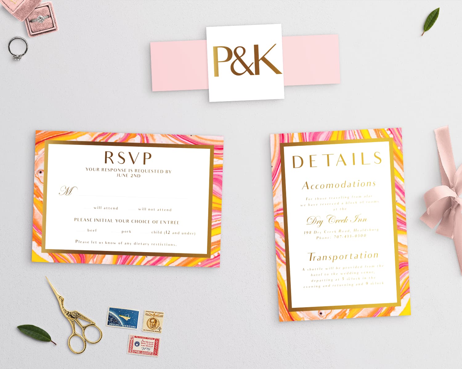 Indian Gold Marble Elegant Wedding Invitations