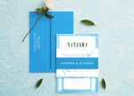 Painted Blue Border Spanish & English Elegant Wedding Invitation