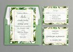 Tropical Calligraphy Spanish & English Elegant Wedding Invitation