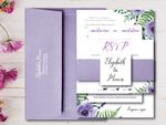 Violet Petunia Spanish & English Elegant Wedding Invitation