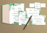 Tropical Green Leaves Spanish & English Elegant Wedding Invitation