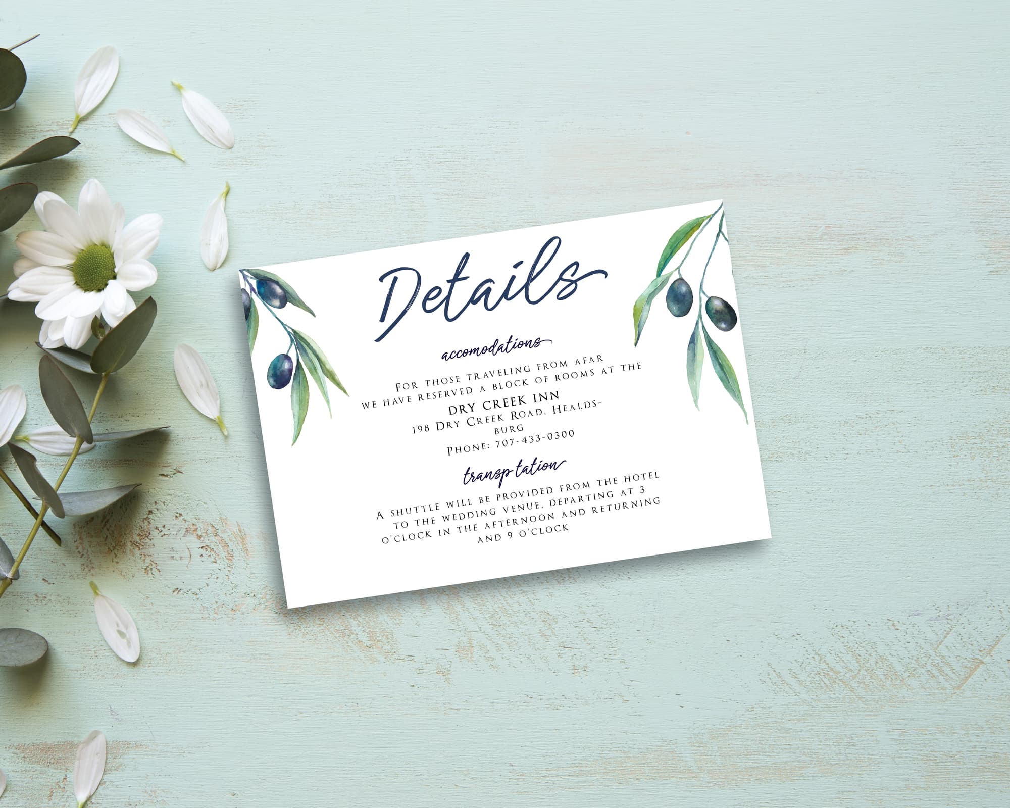 Olive Garden Flowers Wedding Invitation