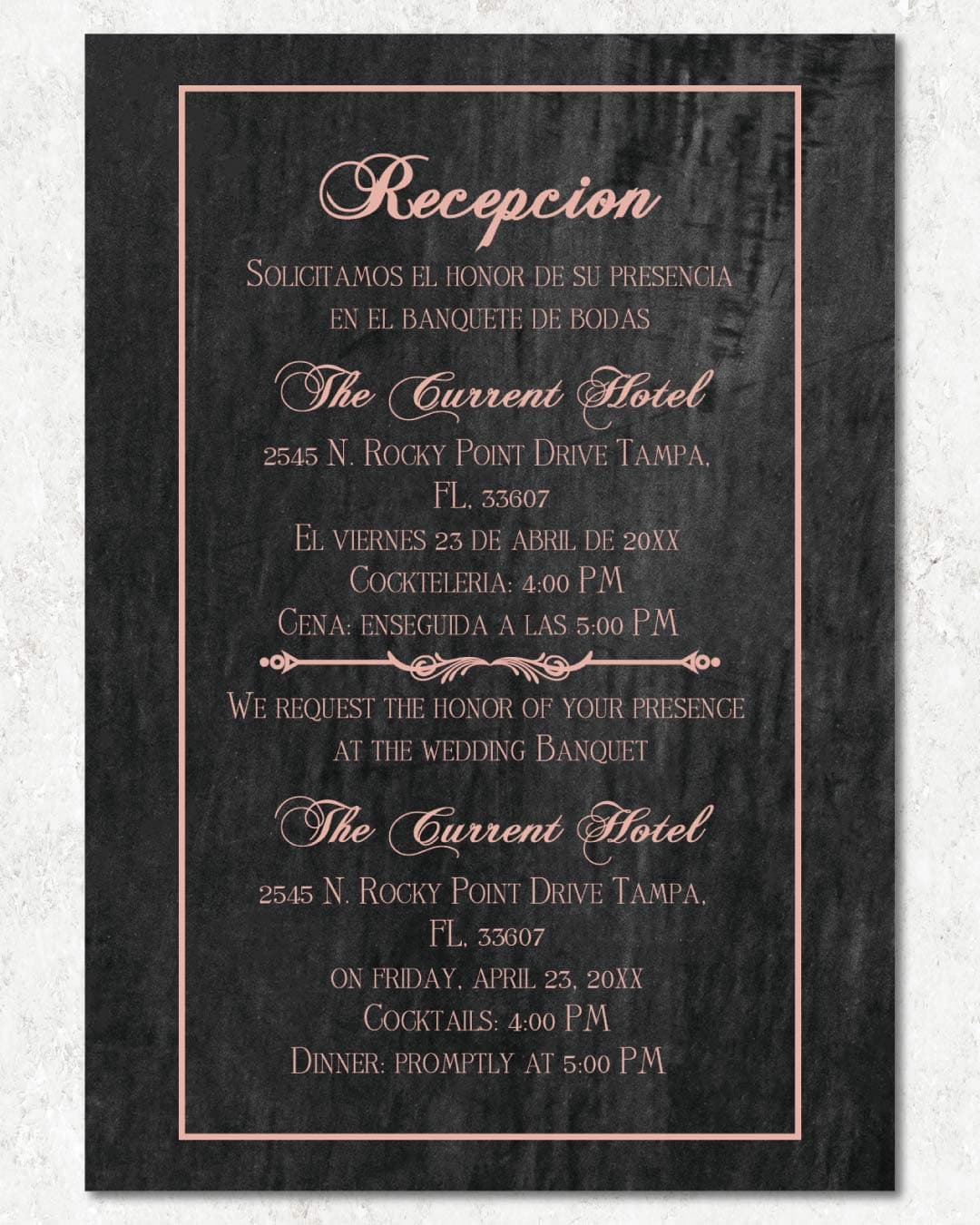 Elegant Pink Foil Wedding Invitation