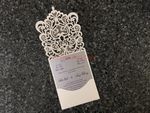 White Heart Diamond Drop Laser Cut Wedding Invitation