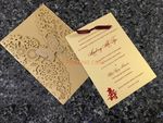 Gold Flowers & Butterfly Wrap Laser Cut Wedding Invitation