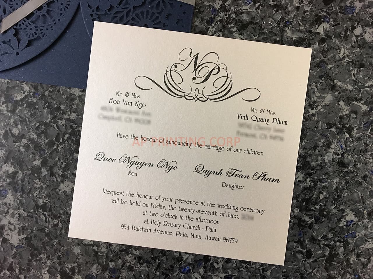 Glittery Lace Laser Cut Wrap Wedding Invitation