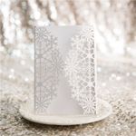 CL-SLIDER-66 MMM White Fleur De Lis Laser Cut Wedding Invitation
