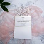 CL-WRAP-66 M-N Midnight Fleur De Lis 4 Peel Laser Cut Wedding Invitation