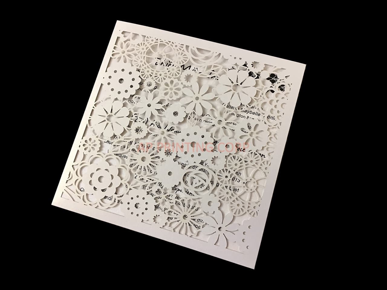 Burgundy Lace Tri-Fold Laser Cut Pocket Wedding Invitation