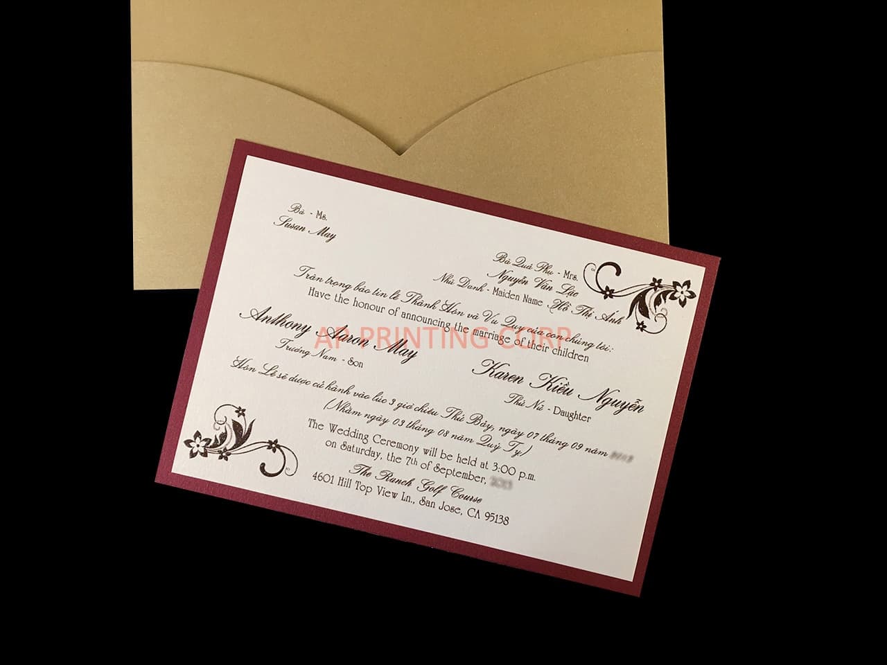 CL-SLIDER-57 N-M White Flowers, Lace Trims Laser Cut Wedding Invitation