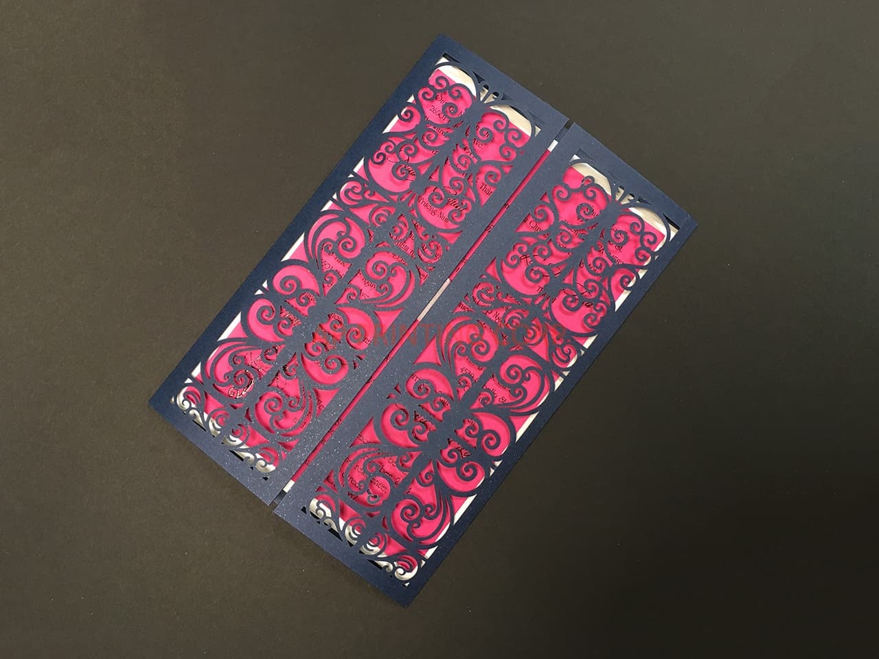 CL-WRAP-66 M-N White Brush Leaves Wrap Laser Cut Wedding Invitation