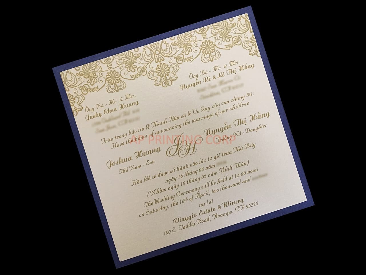 Exquisite Lace Vine Tri-Fold Laser Cut Pocket Wedding Invitation
