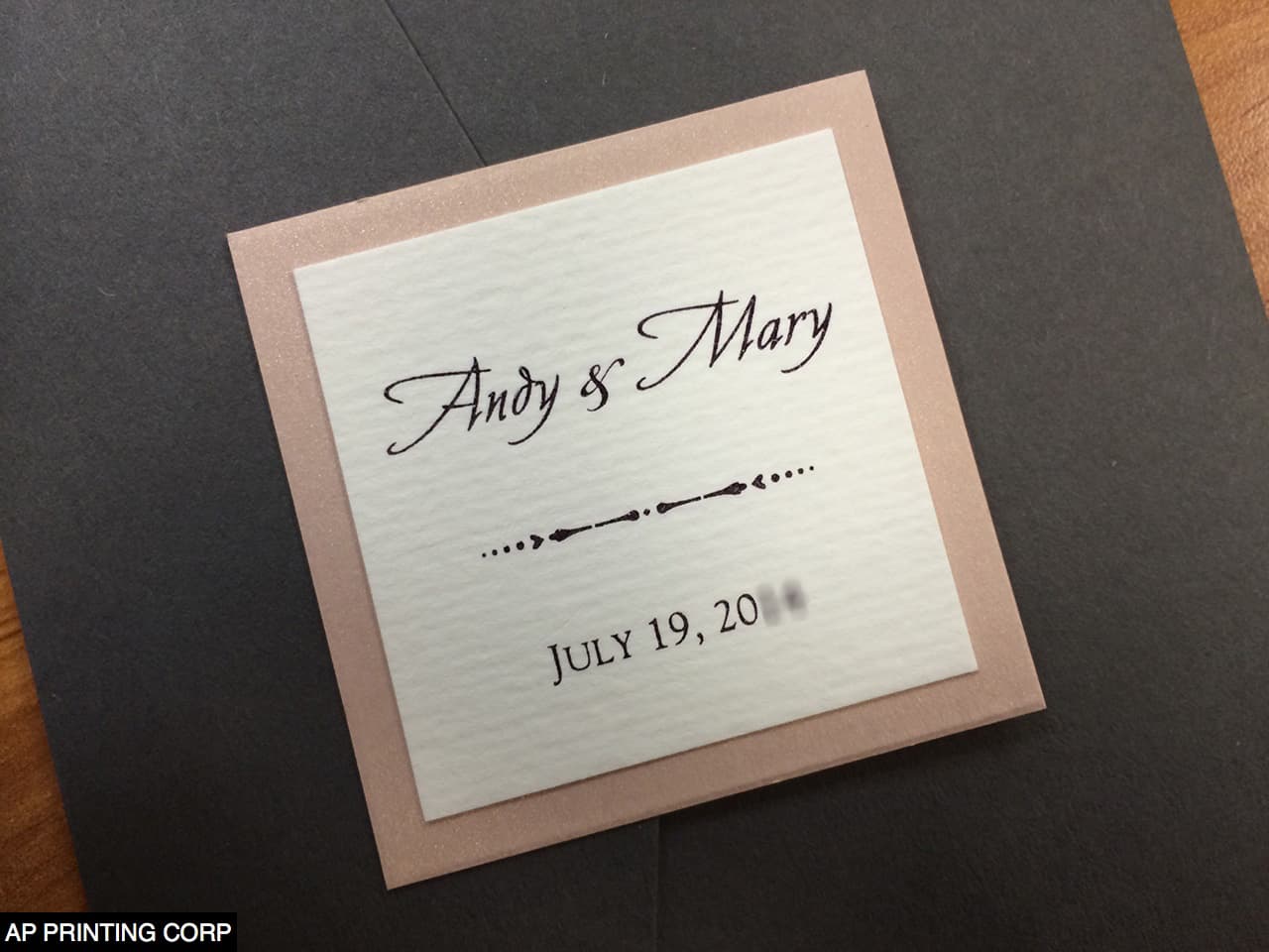 Dark Grey and Nude Vintage A7 Himalaya Pocket Wedding Invitation