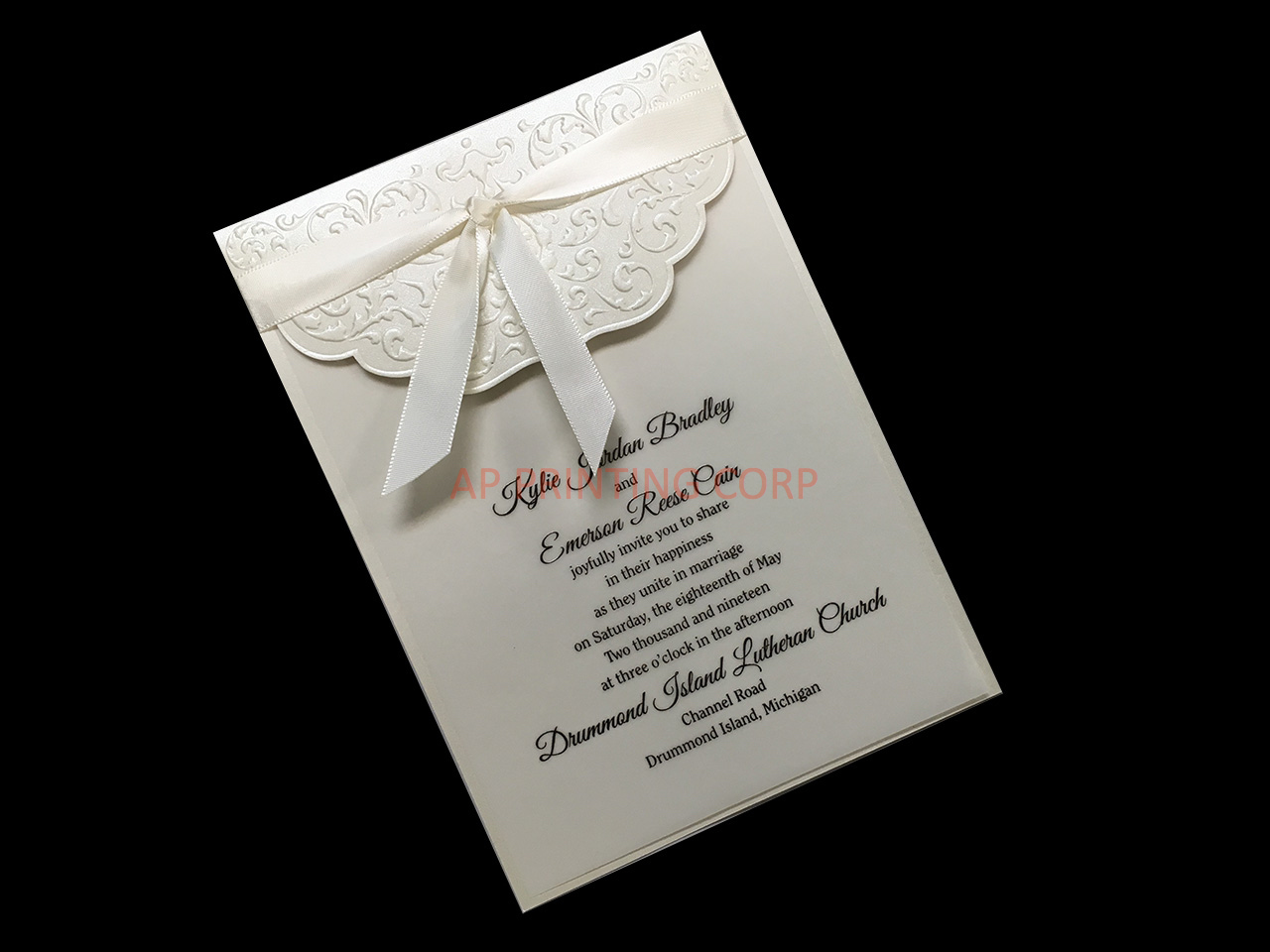 Latte Ecru Whisper [CC-80] Fancy Luxury Wedding Invitation
