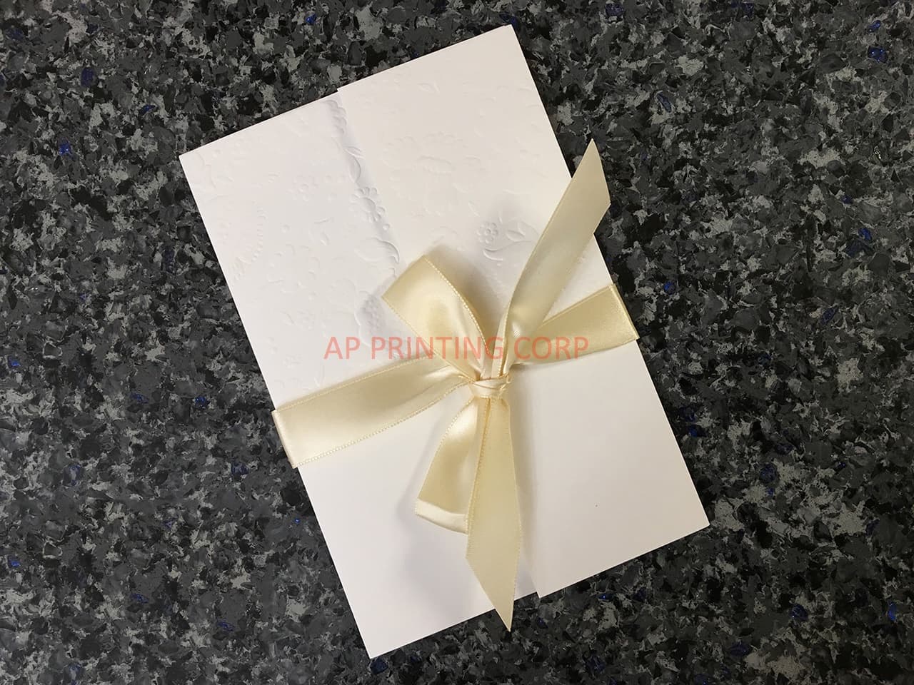 CL-WRAP-57 N-N White Embossed Peony Vietnamese & English Wedding Invitation