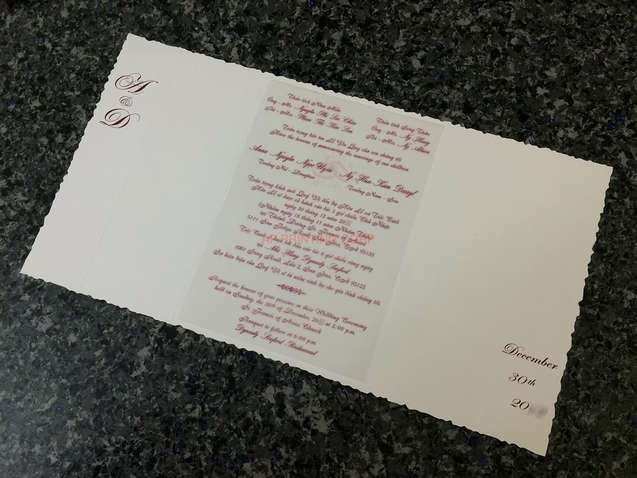 K8434 [I-10] Vietnamese & English Wedding Invitation