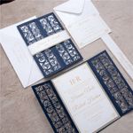 Gold Floral Diamond Drop Laser Cut Wedding Invitation