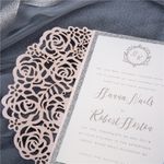 Gorgeous Lace Glittery Laser Cut Wedding Invitation